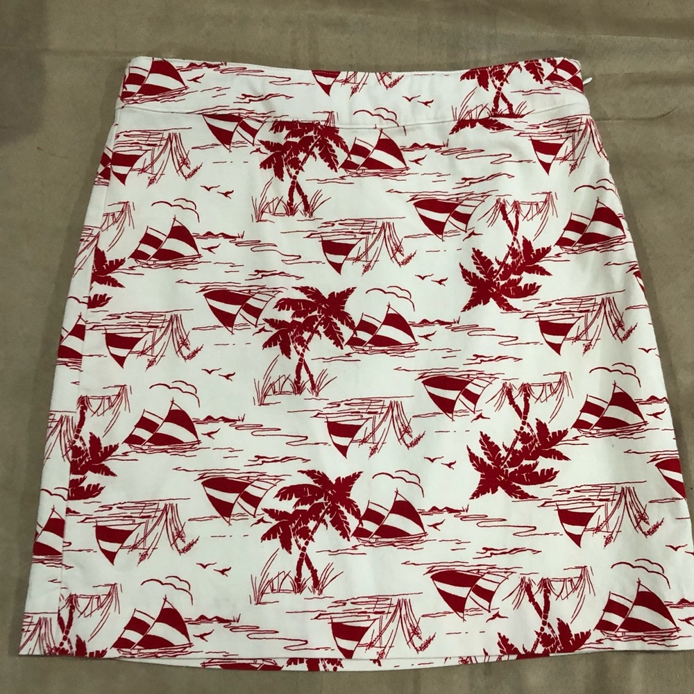 Talbots Women’s red and white sailboat & palm tree print skirt size 6P